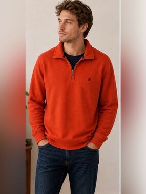 IZOD Men’s 2XL Orange Quarter Zip Pullover Sweatshirt Advantage Performance